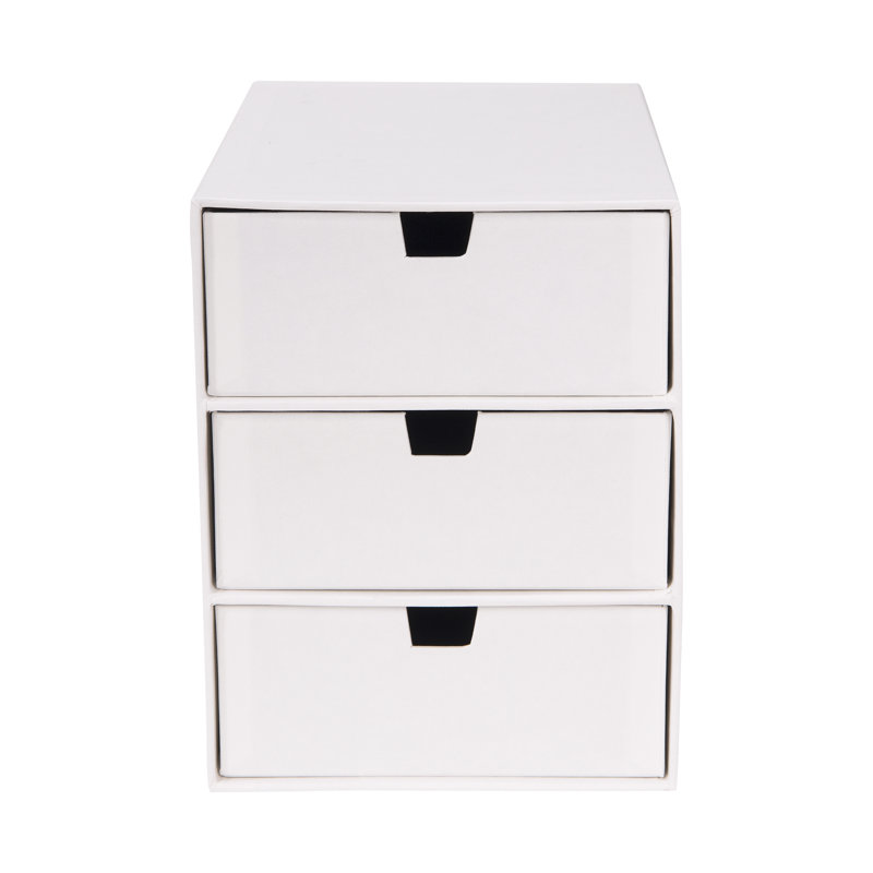 White 3-Drawer Stackable Fiberboard Desk Organizer