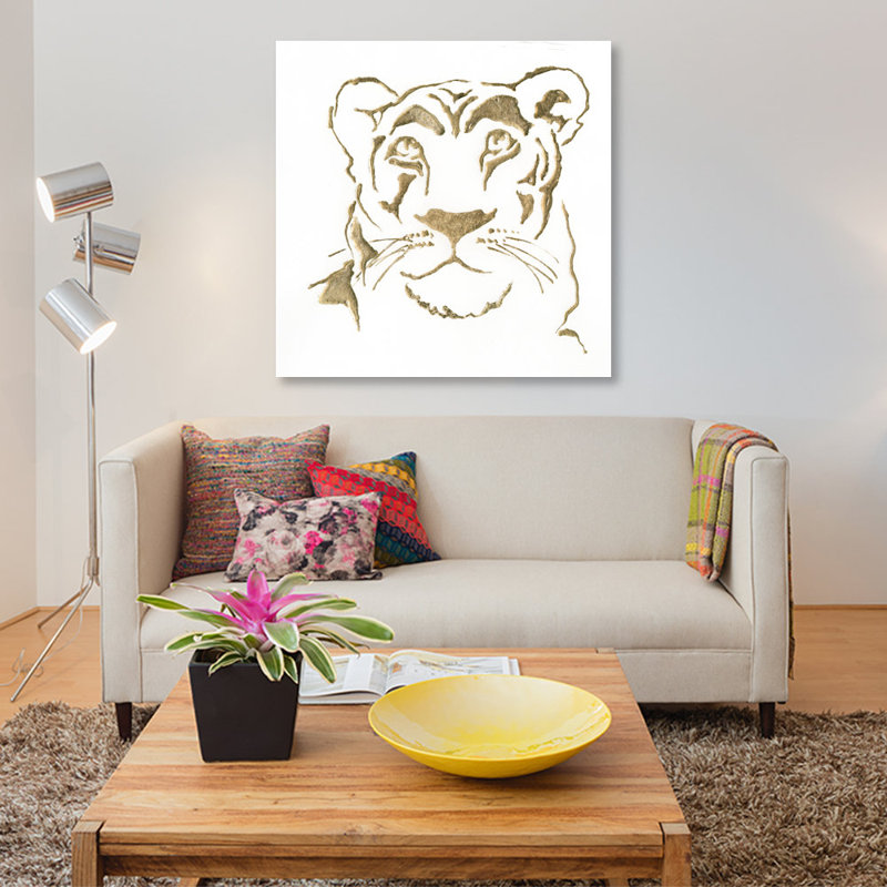 « gilded lioness », impression sur toile, H 12 po x l 12 po x P 0,75 po, Pas de tapis, Toile tendue