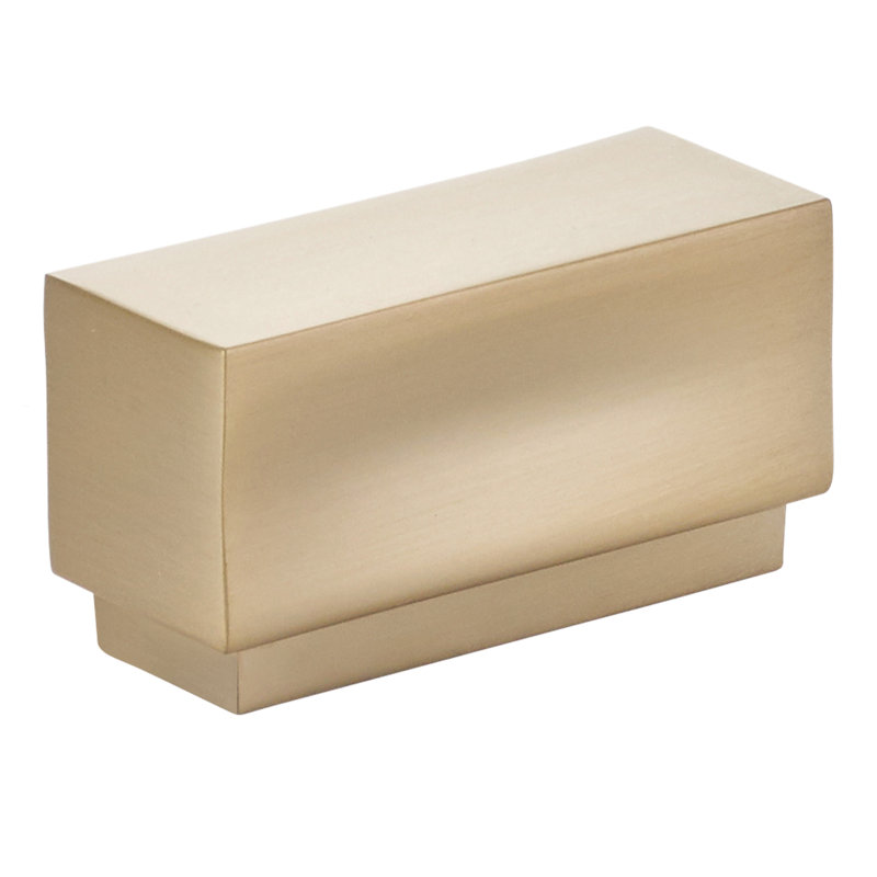 Urban Modern Rectangular Cabinet Knob, Satin Brass