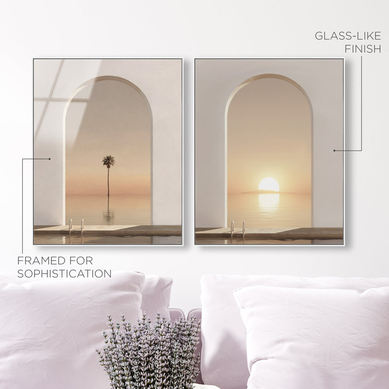 Coastal Window Set High-Gloss Frameless Acrylic Glass Wall Art Landscape & Nature Print by Oliver Gal, Ready to Hang, 16 x 20