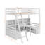 Lit mezzanine simple avec tablettes de rangement, tiroirs, siège et bureau-1391535055