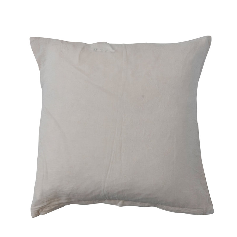Embroidered Cotton Blend Throw Pillow