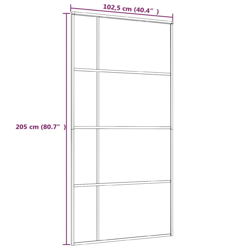 Jamarie Glass and Aluminium Barn Doors, Gold, 205cm H x 102.5cm W x 5cm D