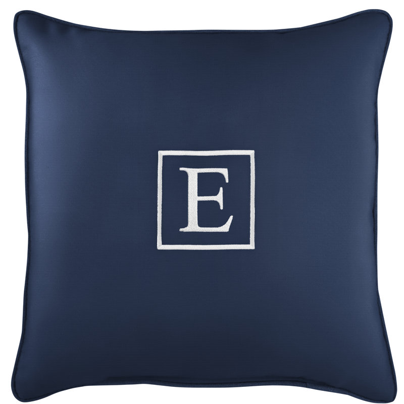 Kettil Embroidered Sunbrella® Outdoor Throw Pillow, Canvas Navy Sunbrella® Canvas, E