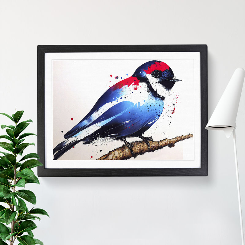 Swallow Bird Splash Vol.3 Abstract - Single Picture Frame Print, 25cm H x 34cm W x 2cm D, Black Framed