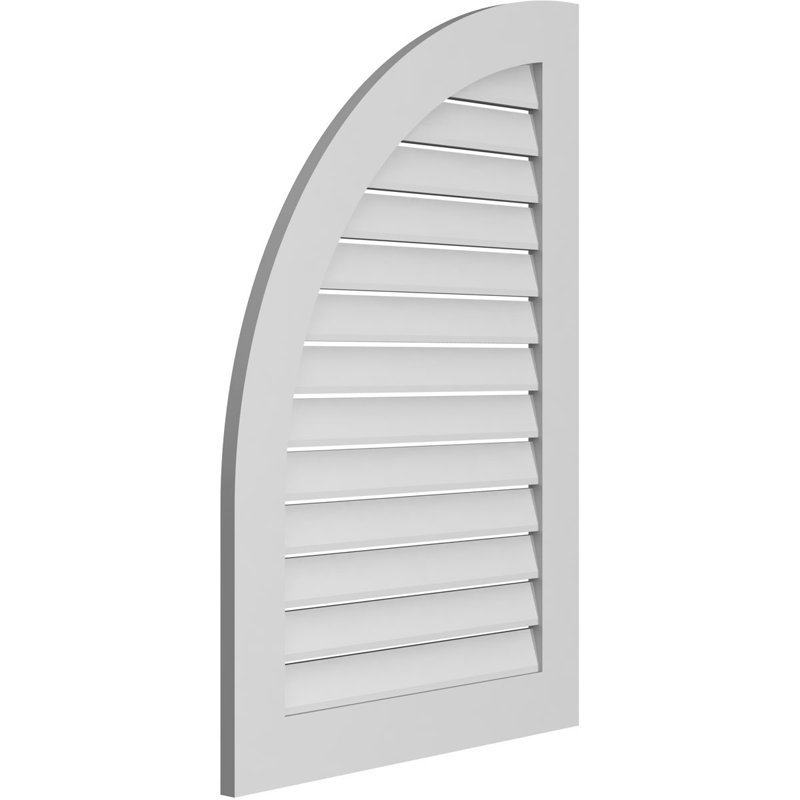 Quarter Round Left Surface Mount Signature Urethane Functional Gable Vent, Primed Tan, 38" H x 16" W x 1" D