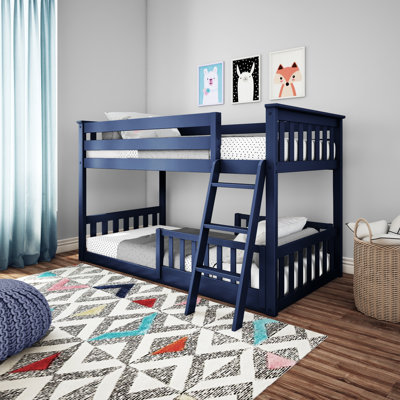 Ancelin Twin Over Twin Solid Wood Low Bunk Bed with Guard Rails