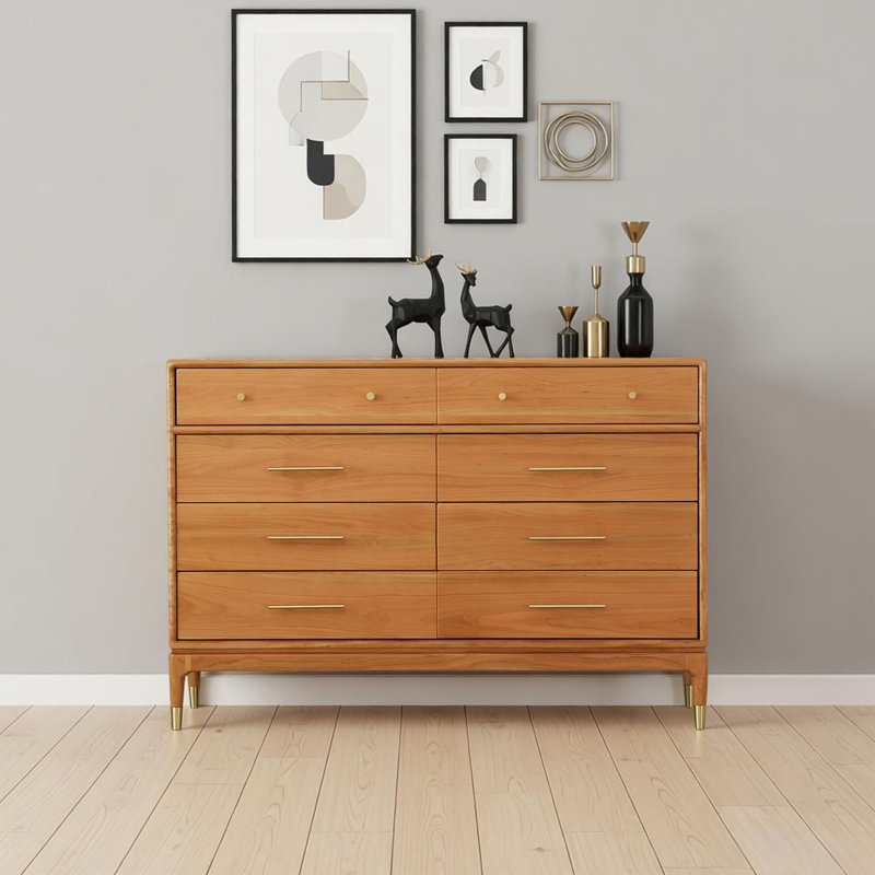 Buffet en bois massif à plusieurs tiroirs, 45.27" H x 47.24" W x 15.74" D