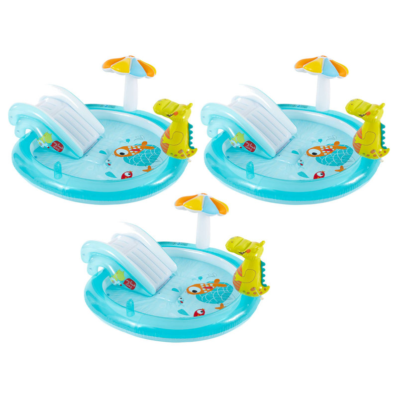 Intex Gator Outdoor Inflatable Kiddie Pool Water Play Center with Slide (3 Pack)