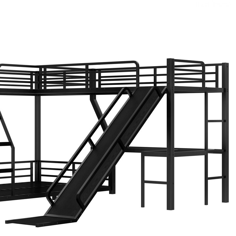 L-Shaped Bunk Bed with USB Ports, Bed Frame for Space-Saving