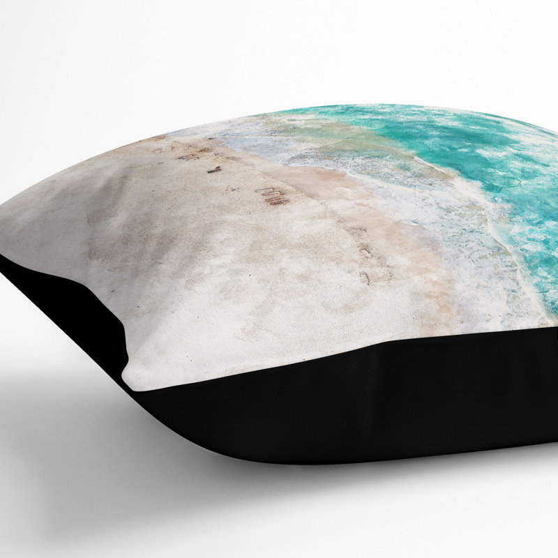 Cancun Beach in Mexico Cushion with Filling, 55cm H x 55cm W x 20cm D, Black