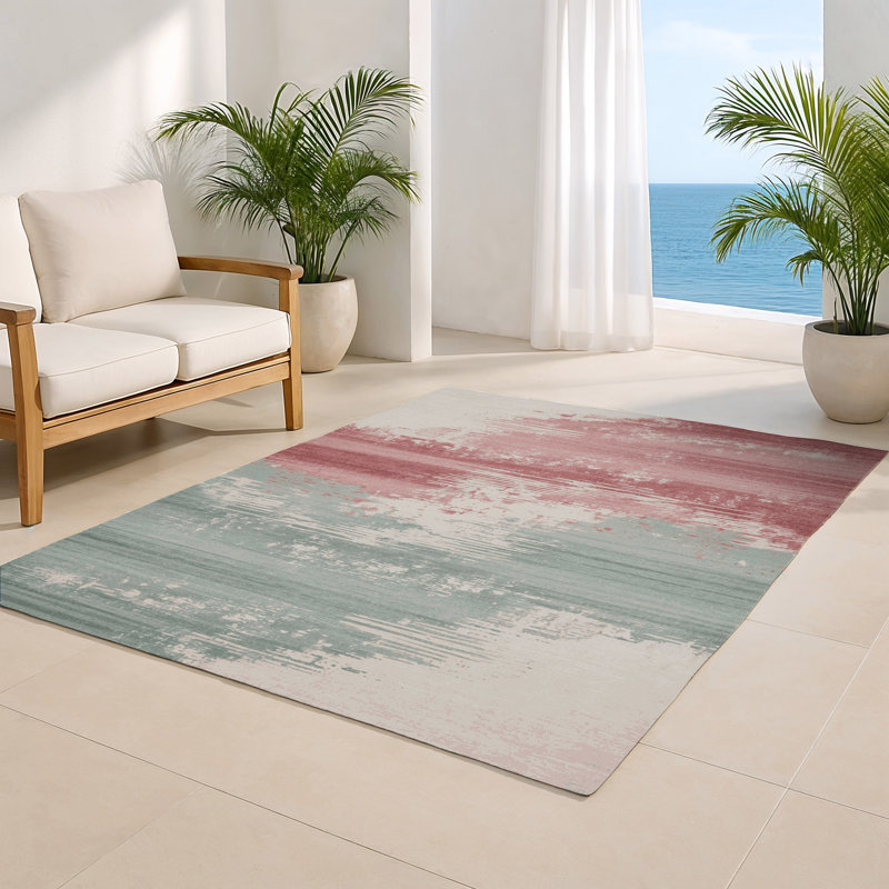 Watercolor Gray Indoor and Outdoor Area Rug, Rectangle 4' x 6'