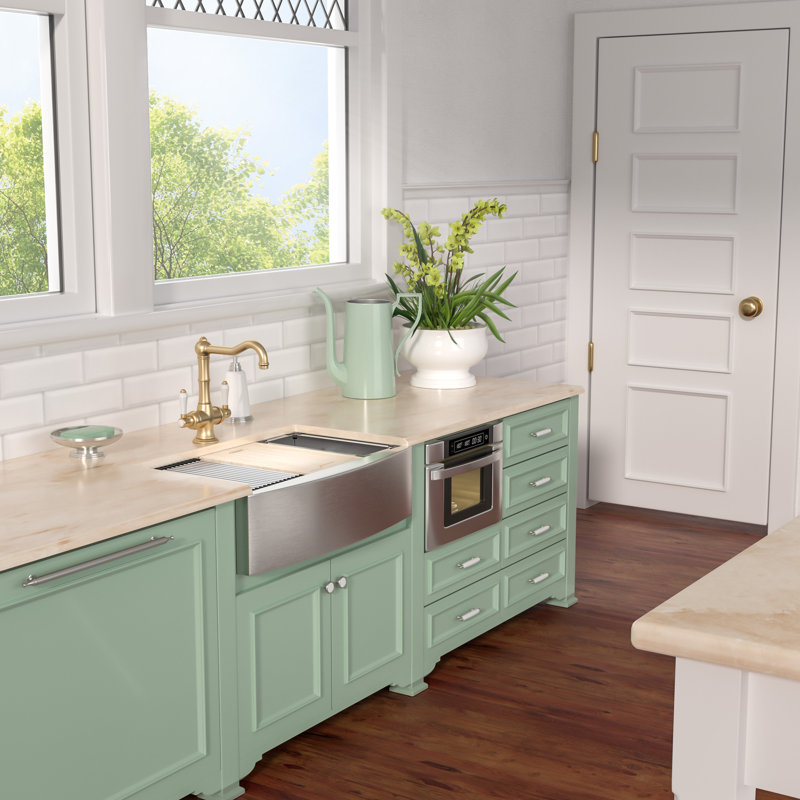 33'' L x 22"W Farmhouse Apron Kitchen Sink Undermount Workstation Single Bowl Stainless Steel Kitchen Sink, Brushed Nickel