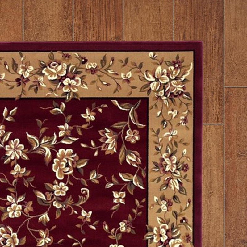 Tapis rouge / beige Faizan, Rectangle 7 pi 7 po x 10 pi 10 po