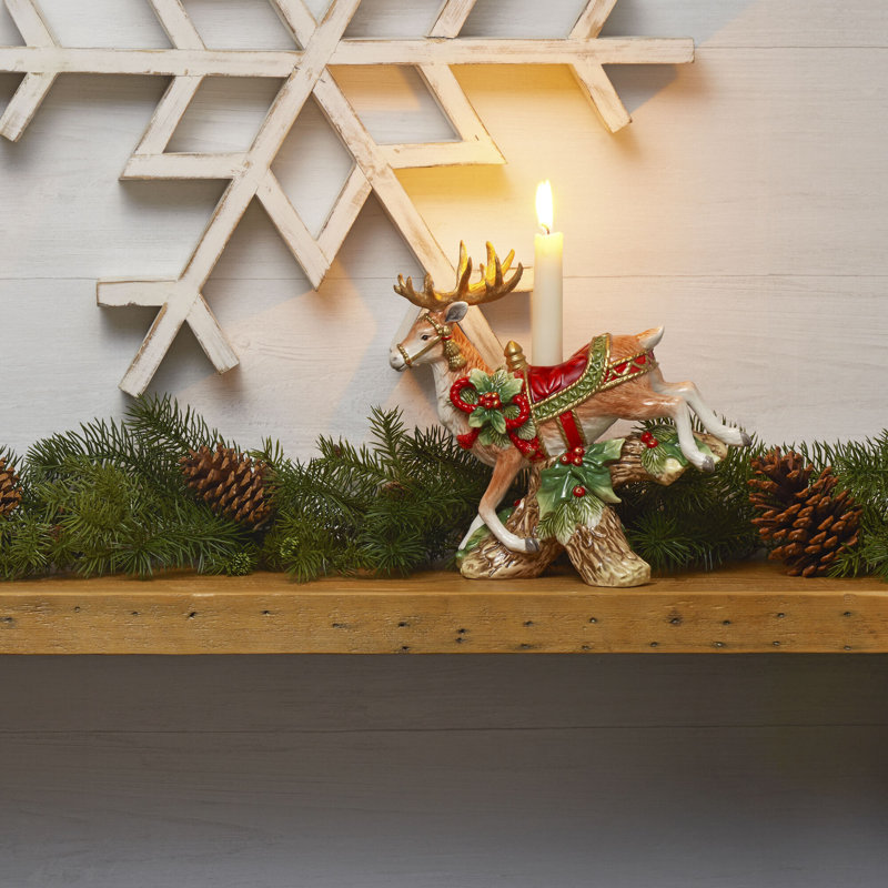 Fitz and Floyd Holiday Home Landing Deer Candleholder
