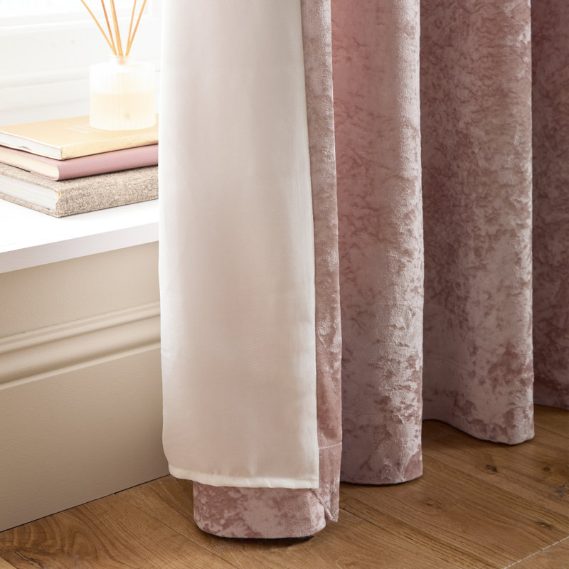 Crushed Velvet Eyelet Sheer Curtains, 168cm W x 183cm D, Blush