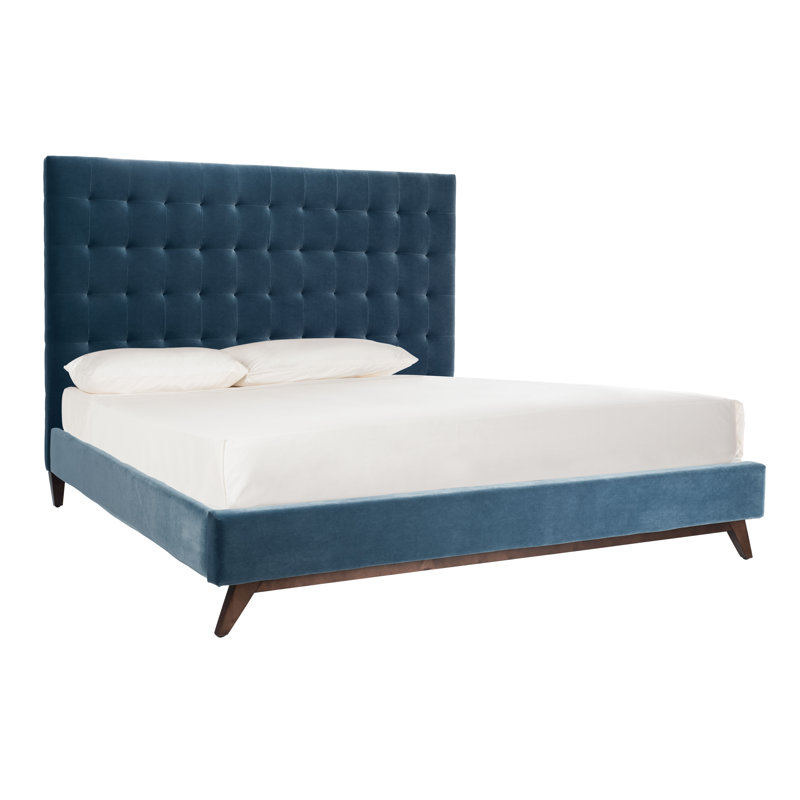 Bunny Upholstered Panel Bed, Queen, Dusty Blue