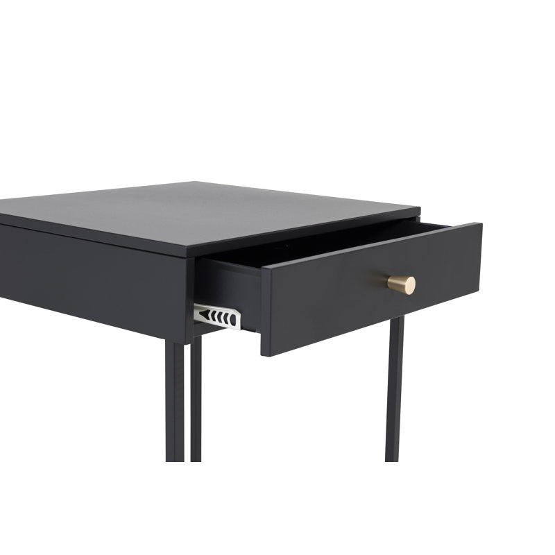 Naumann 43cm W Metal Bedside Table, Black