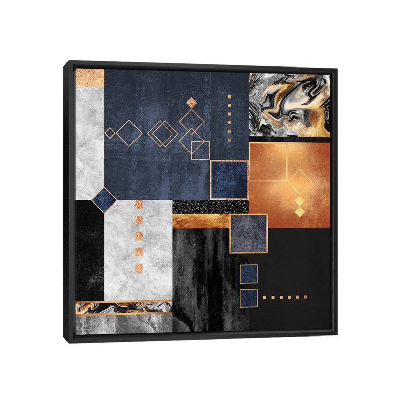 "Construction I" par Elisabeth Fredriksson - reproduction sur toile, H 18 po x l 18 po x P 1,5 po, Toile avec cadre noir