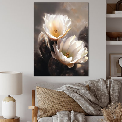 Impression sur toile de cactus crème brun II