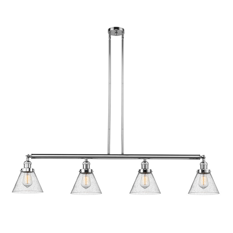 Luminaire suspendu linéaire à 4 lumières pour îlot de cuisine Shofner, Transparent, Ampoule non incluse