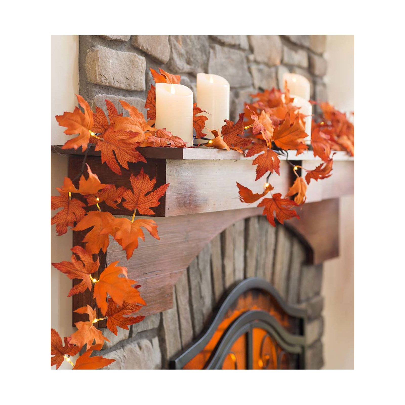72'' in. Lighted Faux Maple Garland