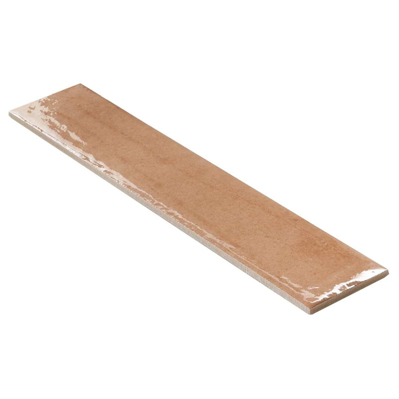 Paint 3x16 Glossy Porcelain Tile, Terracotta Brown