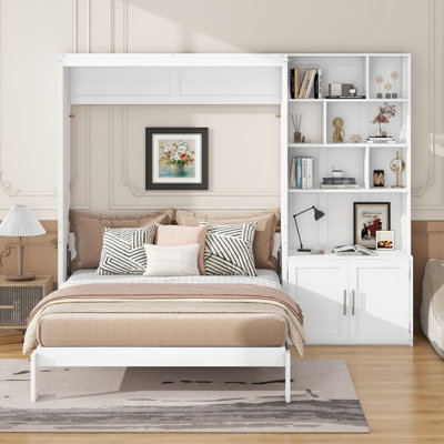 Murphy Bed With Storage Shelves and A Cabinet