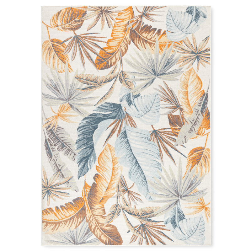 Tapis d'intérieur / d'extérieur à motif de feuilles tropicales Tommy Bahama Ivoire / multicolore