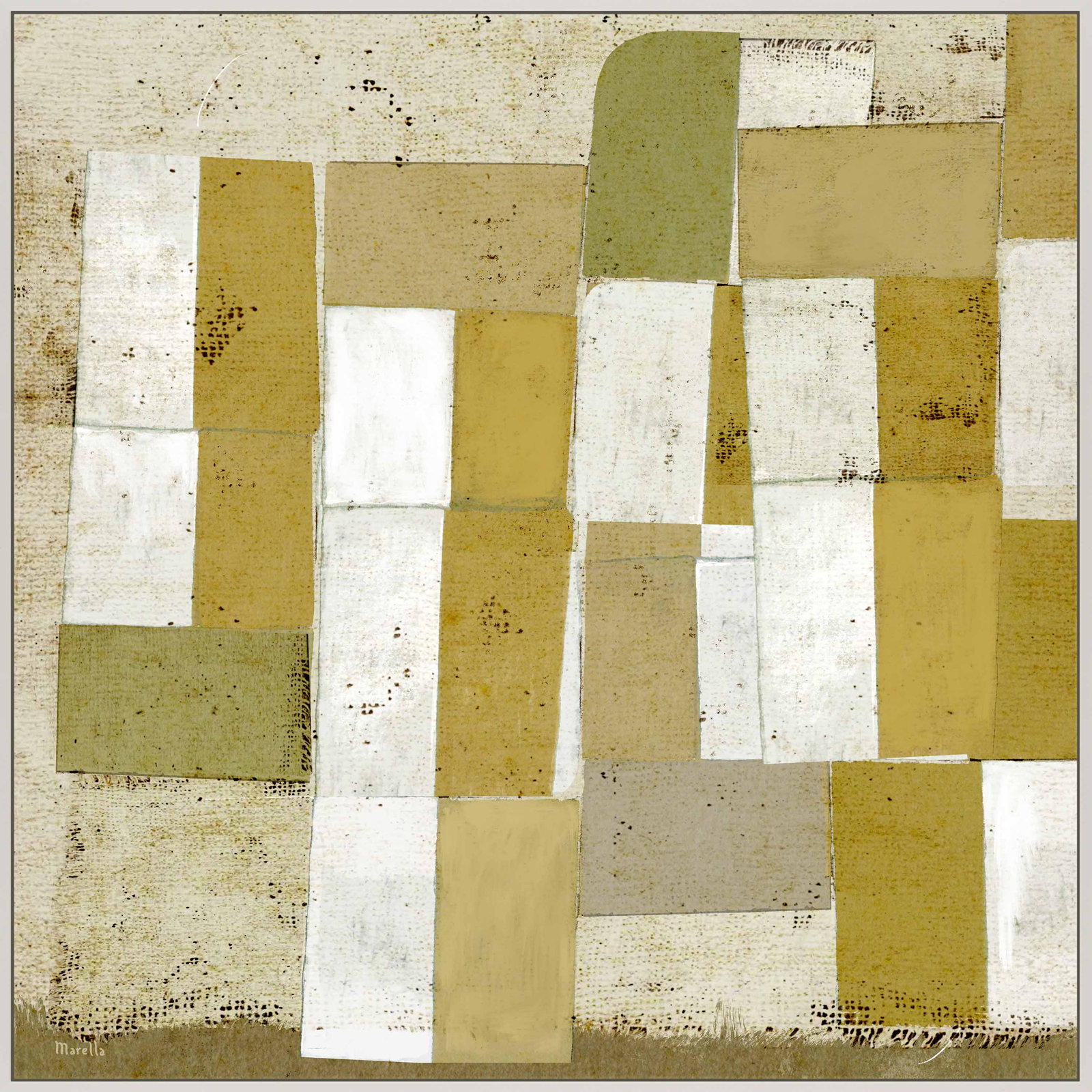 Yellow Hues by Marco Marella for Studio M - Framed Wall Art, 30" H x 30" W, Canvas, White
