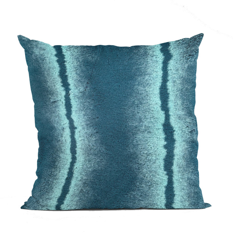 Housse de coussin carré en polyester / mélange de polyester Fluffy Fields, Bleu sarcelle, 24 po x 24 po, Carré