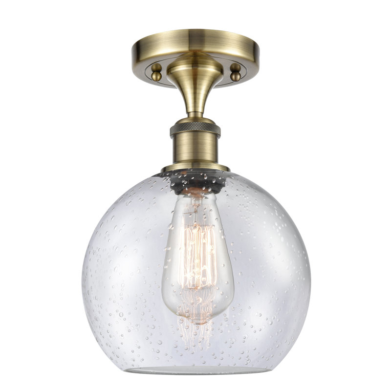 Plafonnier semi-encastré 1 lumière 8 po Cindi, Laiton antique, DEL