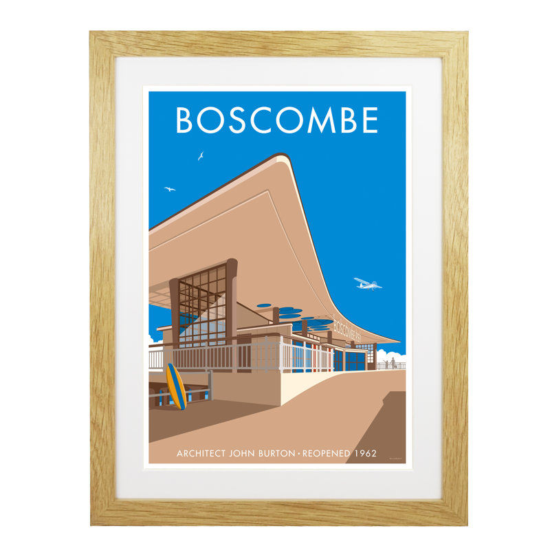 Boscombe Pier by Stephen Millership - Print, 43.5cm H x 33.5cm W x 2.2cm D, Oak