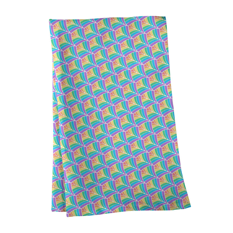 Serviette de thé à échelle arc-en-ciel, Bleu / Mauve, Sergé de coton