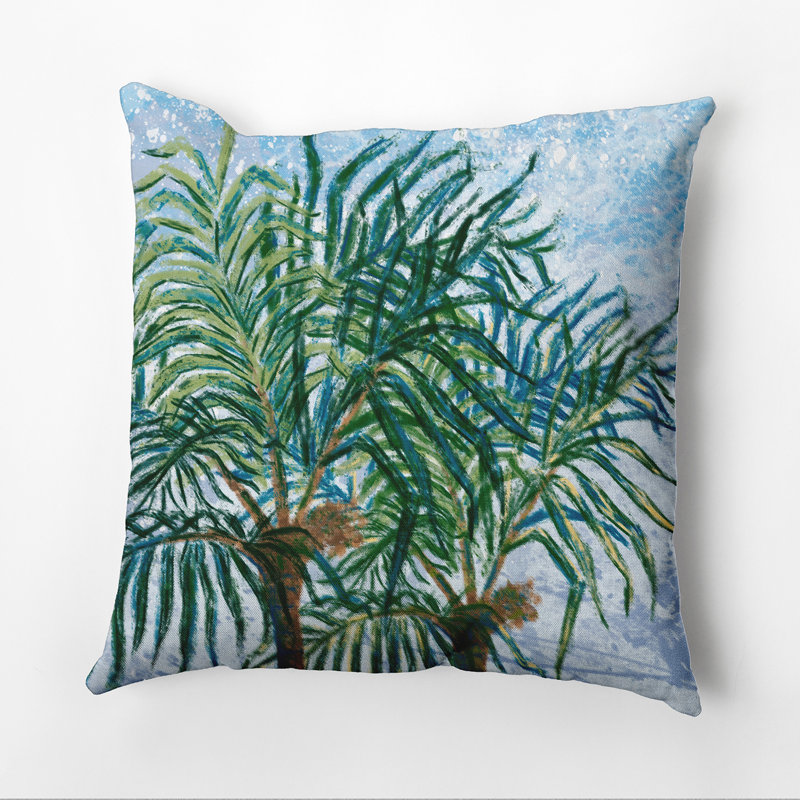 Beach Vacation Floral Reversible Throw Pillow, 18" H x 18" W, Light Blue