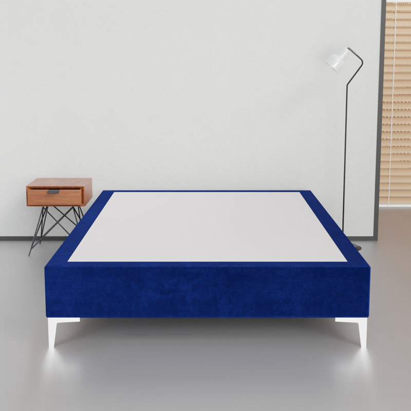 Lit en bois massif Manasvi, H 14 po x l 44 po x L 75 po, Bleu