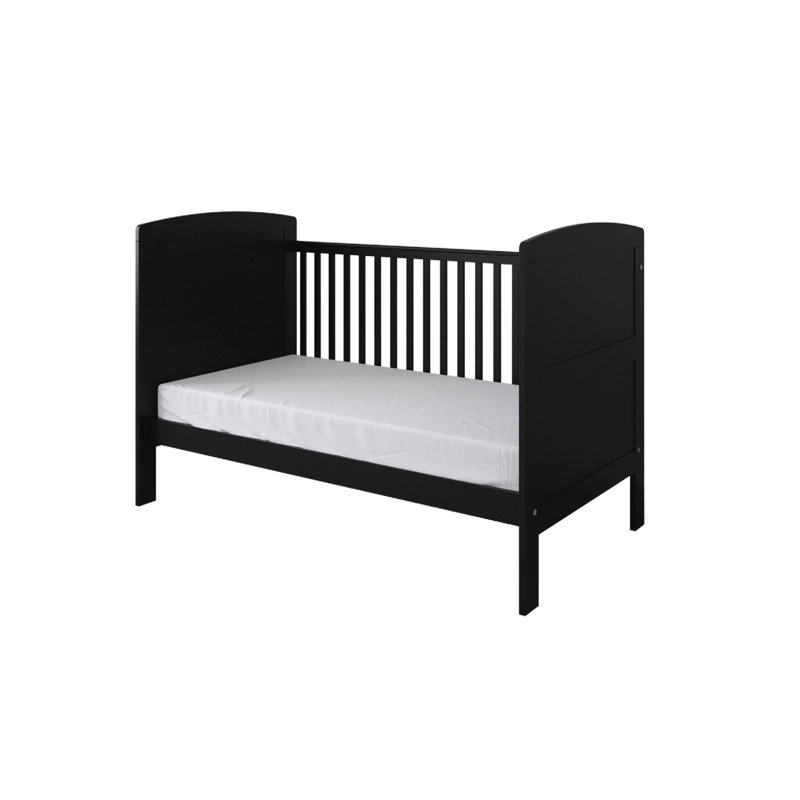 Reggie Black Cot Bed with Mattress 140x70x10cm 