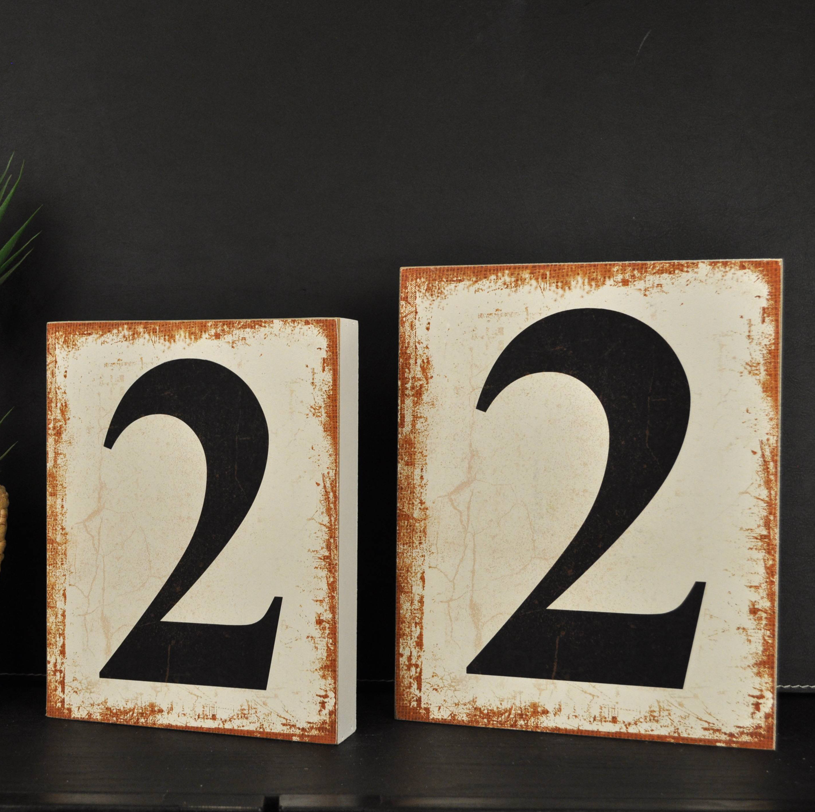 Gracie Oaks 2 Piece No. 2 Block Sign Wall Décor Set | Wayfair