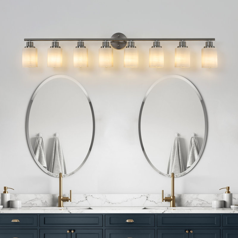 8-Light Modern Bathroom Vanity Light, Brushed Nickel
