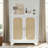 Rattan Sideboard Buffet Storage Cabinet with Solid Wood Legs and Anti-Tipping Kit