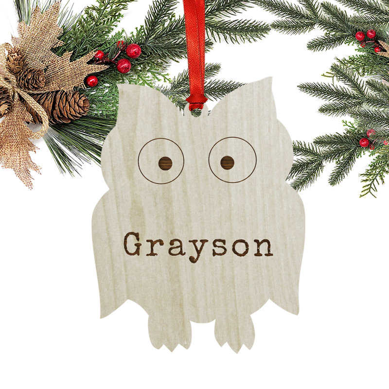 Ornement de noël en bois gravé au laser personnalisé
