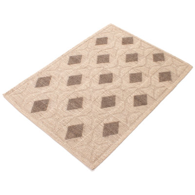 Tapis gris clair en laine tressé à la main Mulvey