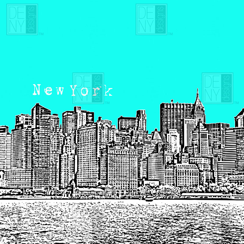 Rideau de douche simple new york Bird Ave, Aigue-marine
