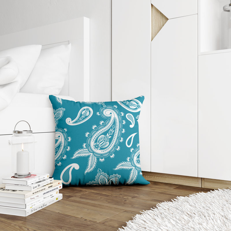 Housse et insert de coussin décoratif en polyester, L 17 po x H 17 po, Turquoise
