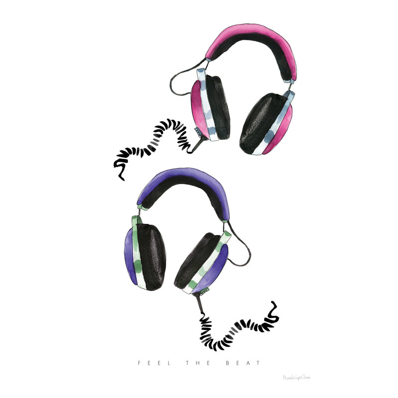 Headphones Love by Mercedes Lopez Charro - Wrapped Canvas Print, 46cm H x 30cm W
