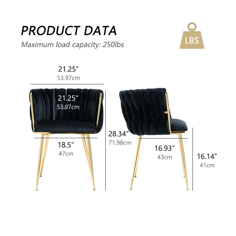 Evanni Velvet Upholstered Metal Side Chair, Black, 2