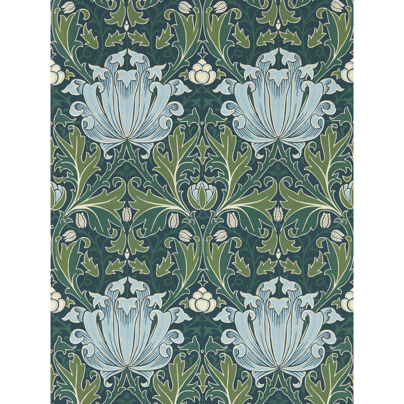 3' L x 2' W Wallpaper Roll, Indigo/Boughs
