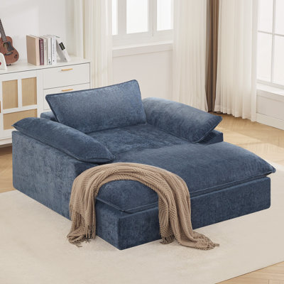 Chaise longue rembourrée en os 56,5 po sans assemblage en chenille