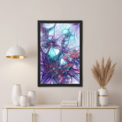 Mauve et bleu sarcelle, art fractal abstrait, art numérique sur toile
