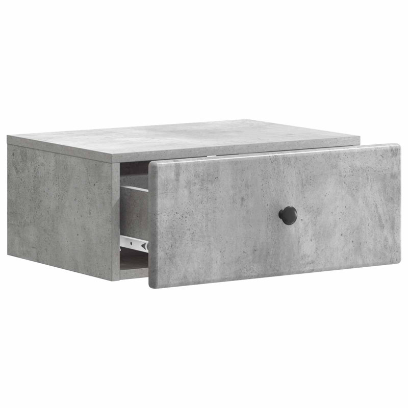 49cm W Manufactured Wood Bedside Table, Concrete Grey